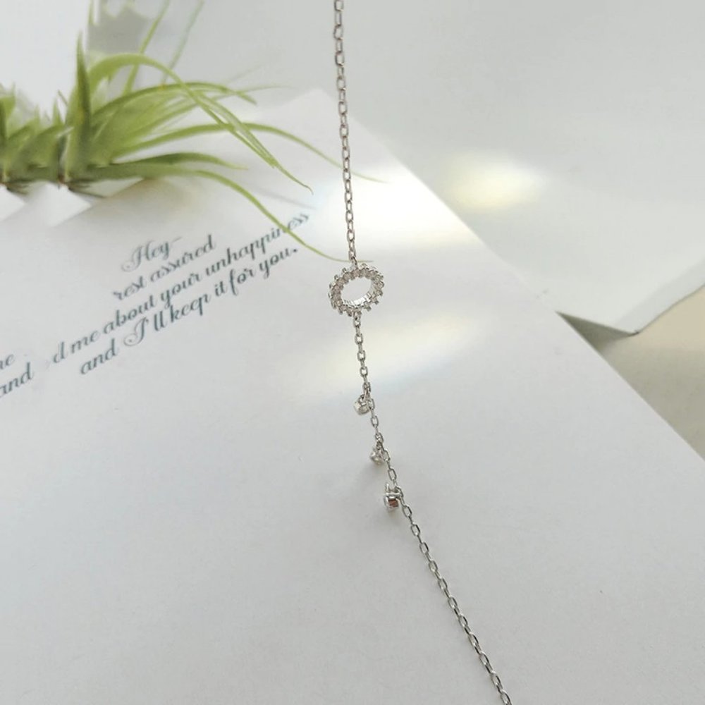 *NEW 925 Sterling Silver Diamond Circle Anklet A - Picture 10 of 11